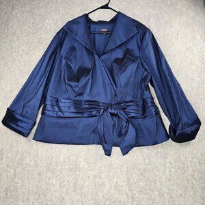 Dressbarn Woman Collection Blue Satin 3/4 Sleeve Jacket 24W